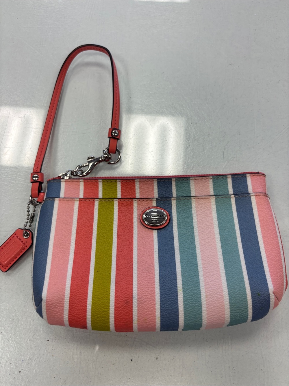 Coach Peyton Striped Wristlet